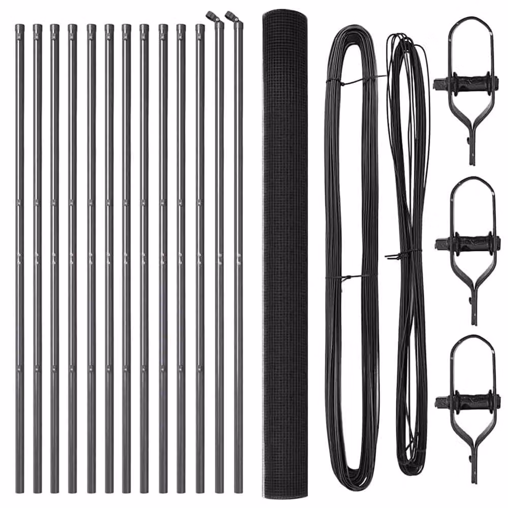 Berkfield Home Modern Welded Wire Fence with 13 Posts, Grey Steel, W: 25 m, H: 1.5 m – 3