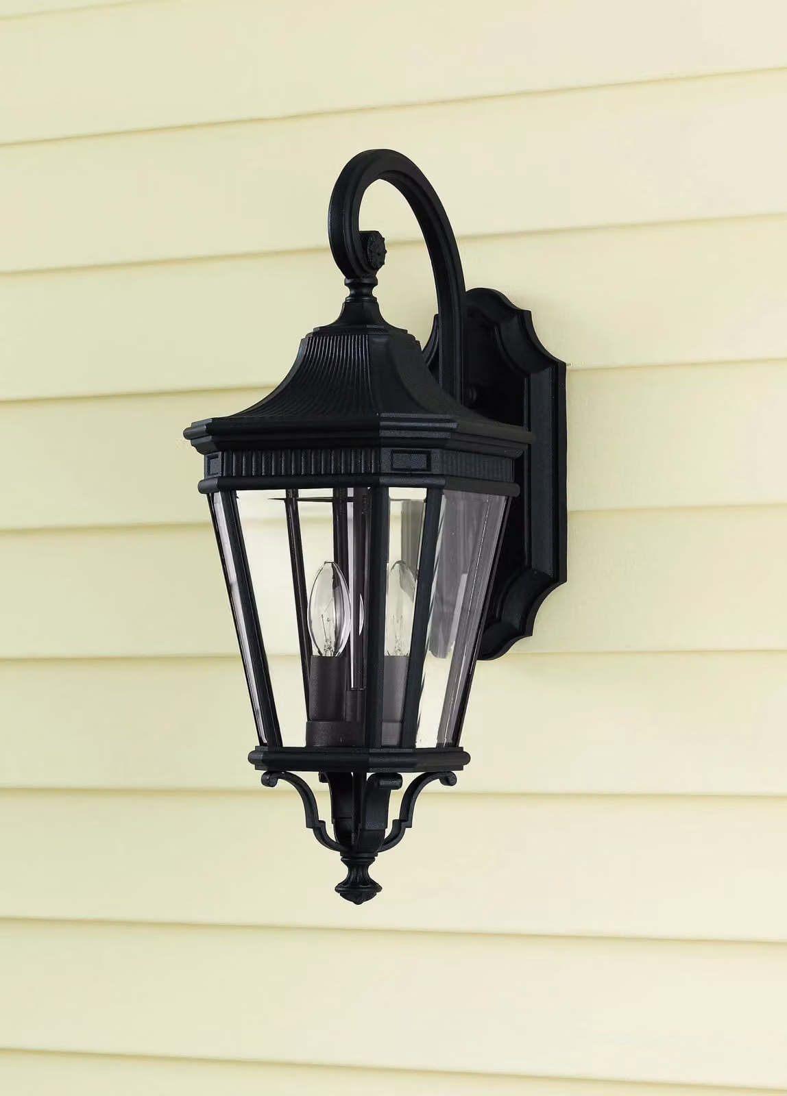 Netlighting Cotswold Lane 2 Light Outdoor Wall Lantern in Black with Transparent Glass, IP44 Rated, E14 – 2