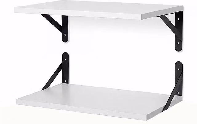 VOGREX Set of 2 Modern White Wall Mounted Floating MDF Storage Display Shelves