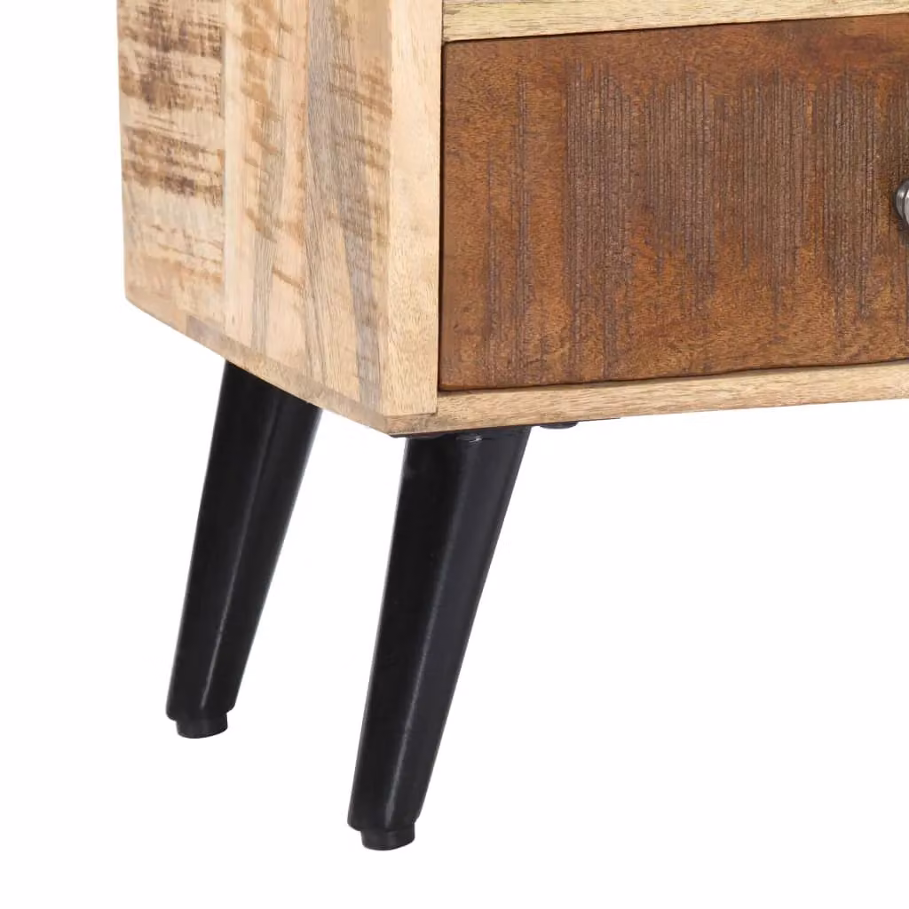 Berkfield Home Mid-Century Solid Mango Wood Bedside Cabinet in Brown, W/D/H: 40 x 30 x 60 cm – 4