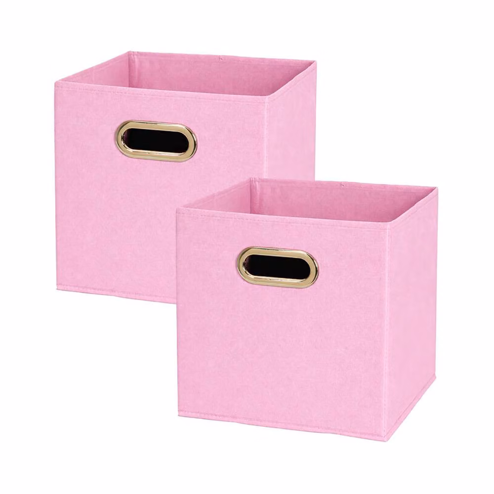Voltico 2-Pack Foldable Cube Storage Boxes for Toys and Clothes, Pink, W/D/H: 30 x 30 x 30 cm – 2