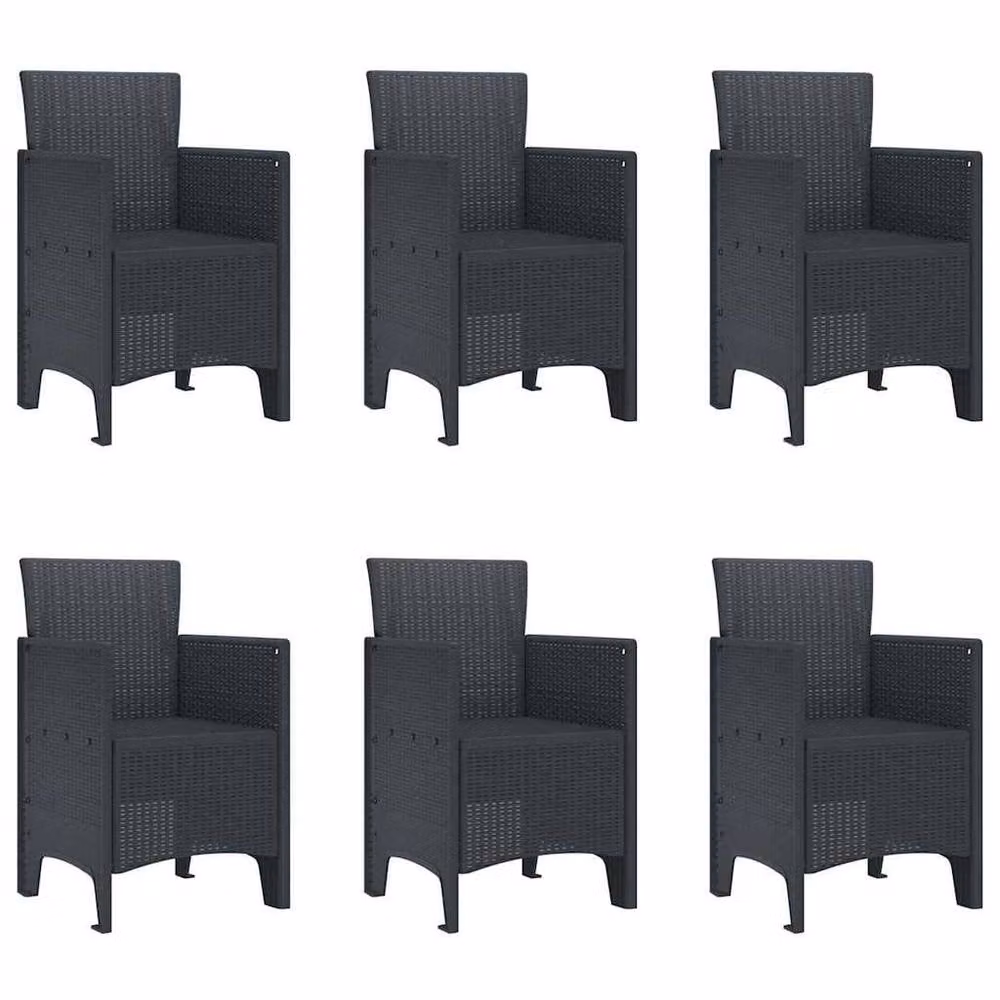 Berkfield Home 7 Piece Anthracite Poly Rattan Garden Dining Set in Charcoal – 3