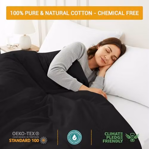Pamposh 400 Thread Count Egyptian Cotton Double Duvet Cover Set, Black, 200 x 200 cm – 4