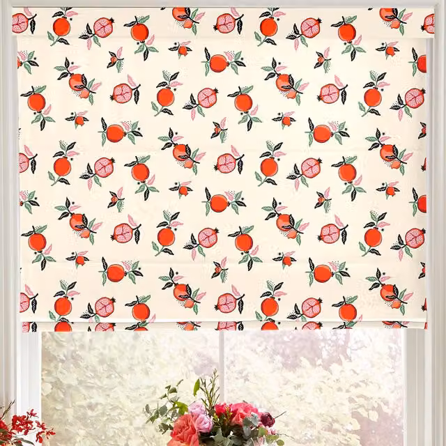 Cath Kidston Pomegranate Made to Measure Blackout Roman Blind in Orange Floral Design