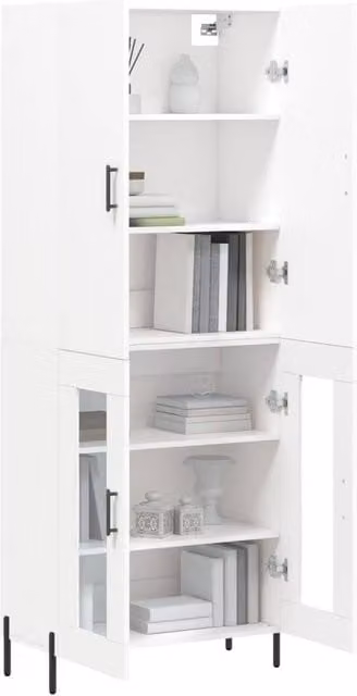 Berkfield Home Modern White Matt Highboard with Hinged Doors and Internal Shelves, W/D/H: 69.5 x 34 x 180 cm