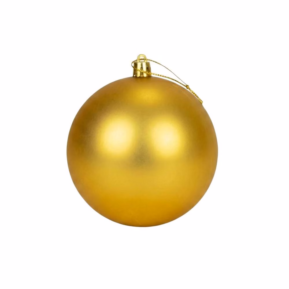 Shatchi Gold Matt Christmas Bauble, Round Plastic Hanging Ornament, Diameter: 20 cm – 3