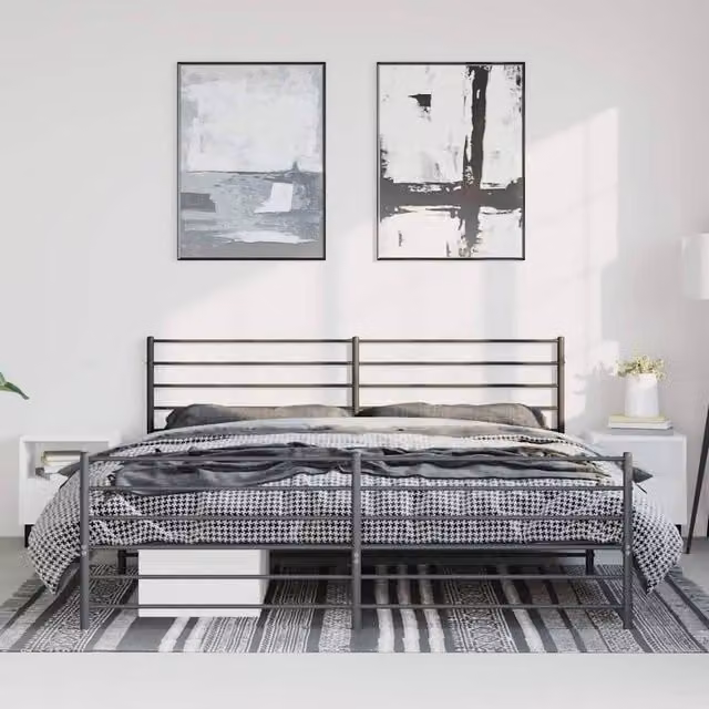 Berkfield Home Metal Bed Frame with Headboard and Footboard in Black – 1