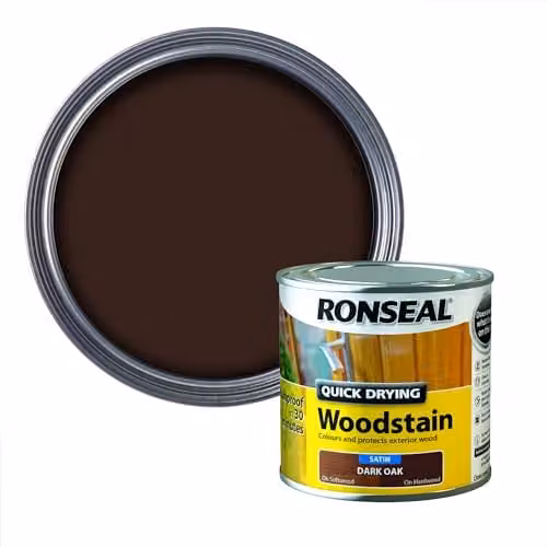 Ronseal Quick Dry Woodstain in Dark Oak, Satin Finish, 250ml
