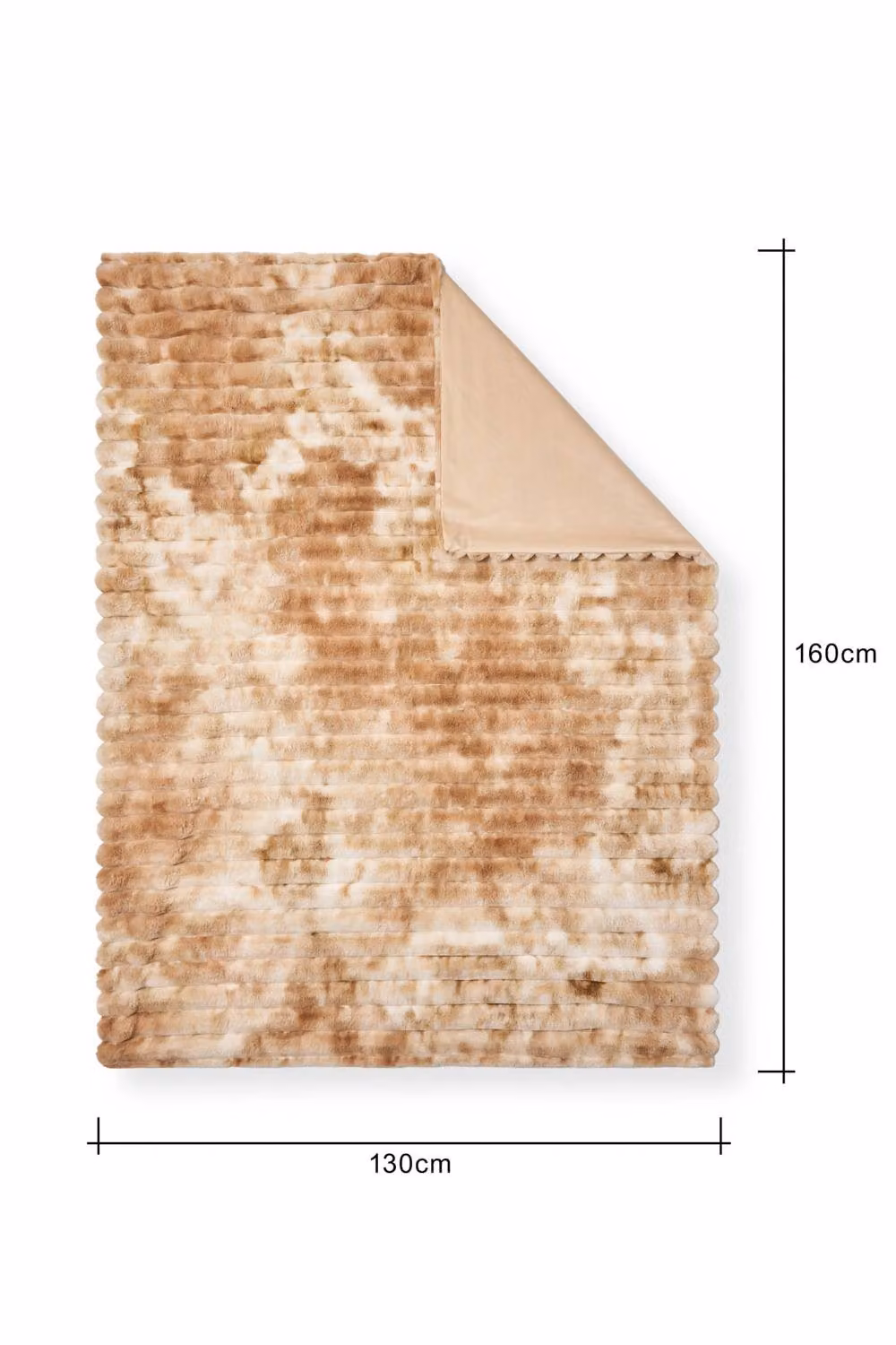 BHS Knitted Faux Fur Throw in Grey, Sand and Beige, W/D/H: 160 x 130 x 1 cm – 2
