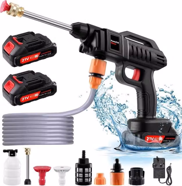 SPETLEK Portable Cordless Car High Pressure Washer in Black with Rechargeable Battery