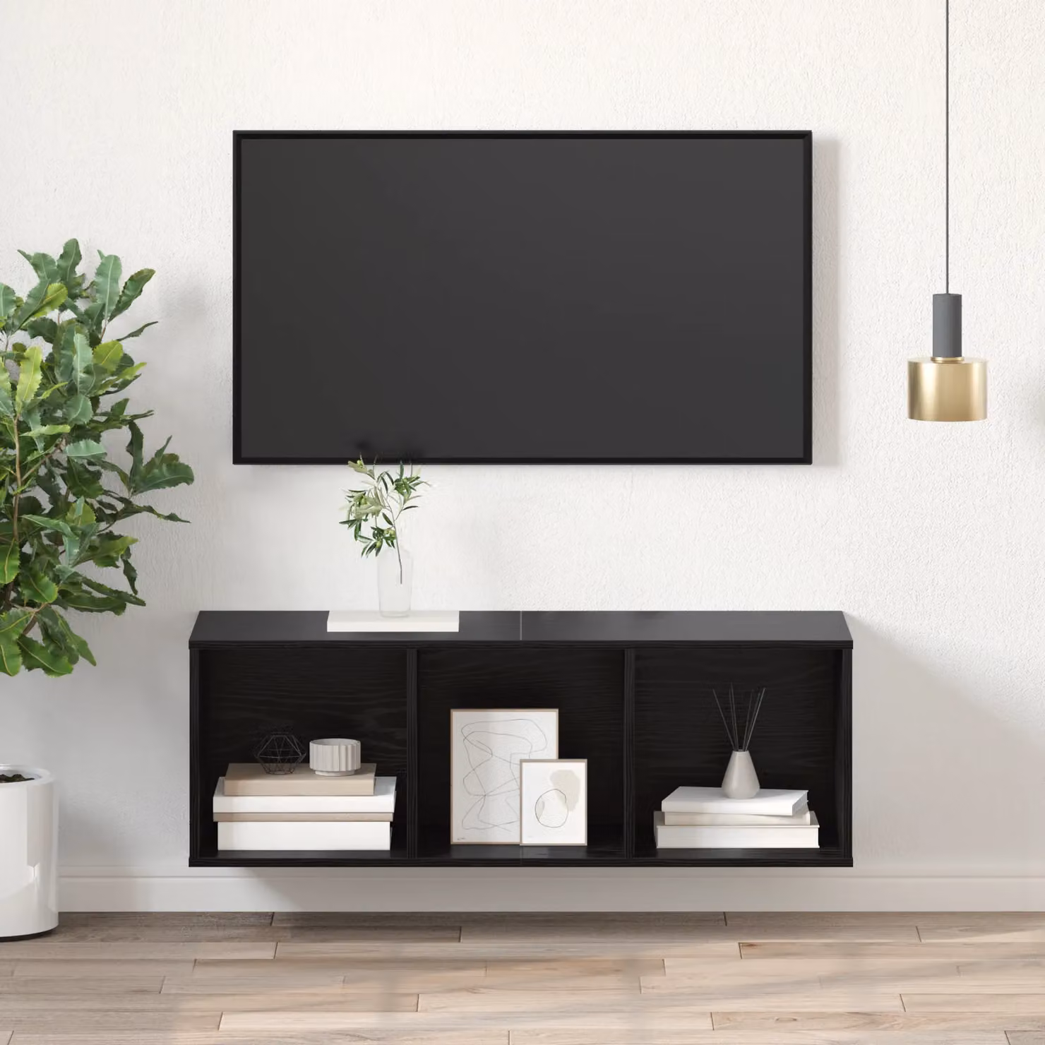 Berkfield Home Modern TV Cabinet in Black Oak, W/D/H: 37 x 37 x 107 cm – 2