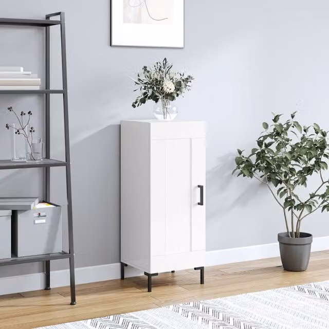 Berkfield Home Modern High Gloss White Sideboard, W/D/H: 34.5 x 34.0 x 90.0 cm
