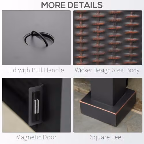 Outsunny Square Propane Gas Fire Pit Table in Black, W/D/H: 81 x 81 x 64 cm – 6