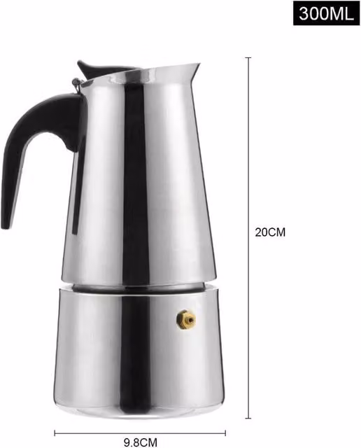 FLAVORA Stainless Steel 4-Cup Espresso Maker Stove Top Coffee Percolator in Silver