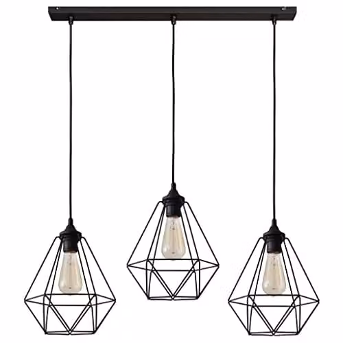 Netlighting Helam Karo Straight Bar Pendant Ceiling Light in Black, 78 cm
