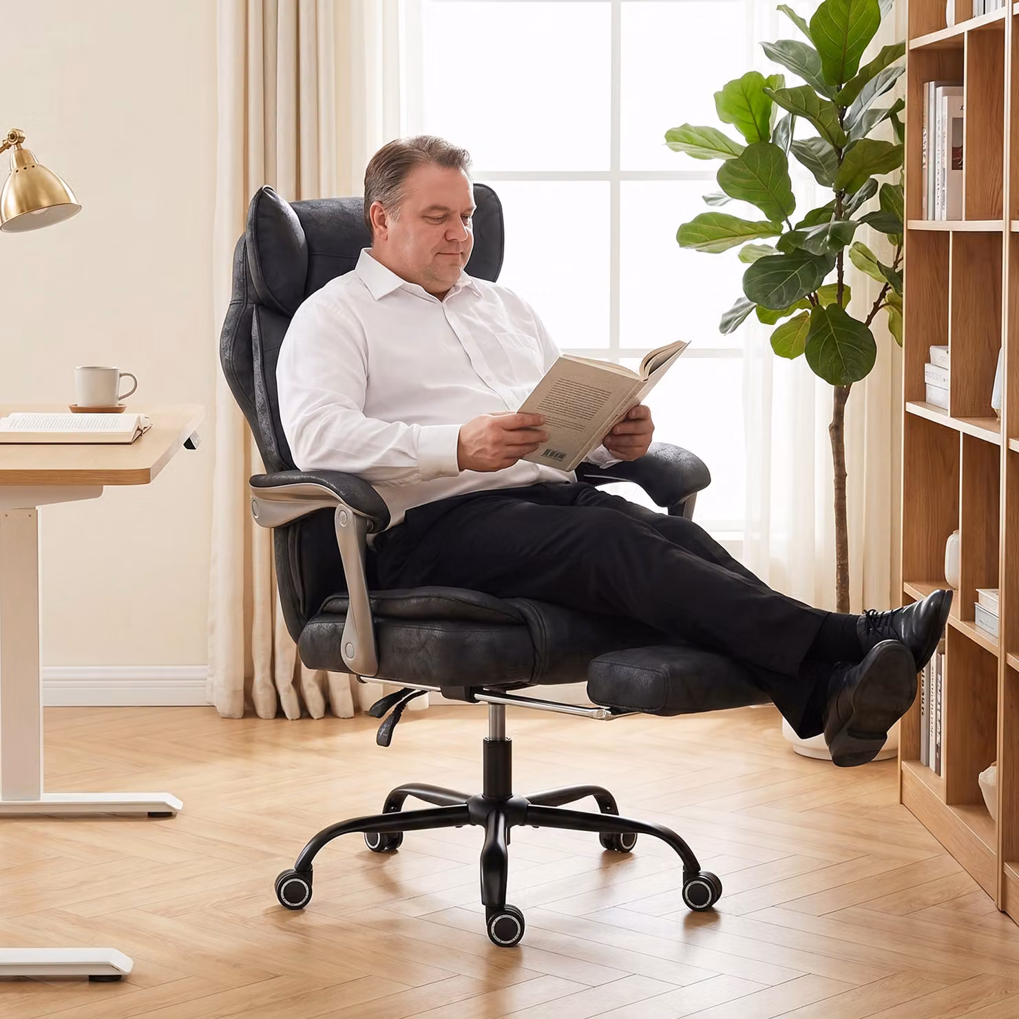 HOMCOM Executive Office Chair in Black with Headrest, Lumbar Support and 180 kg Capacity – 8