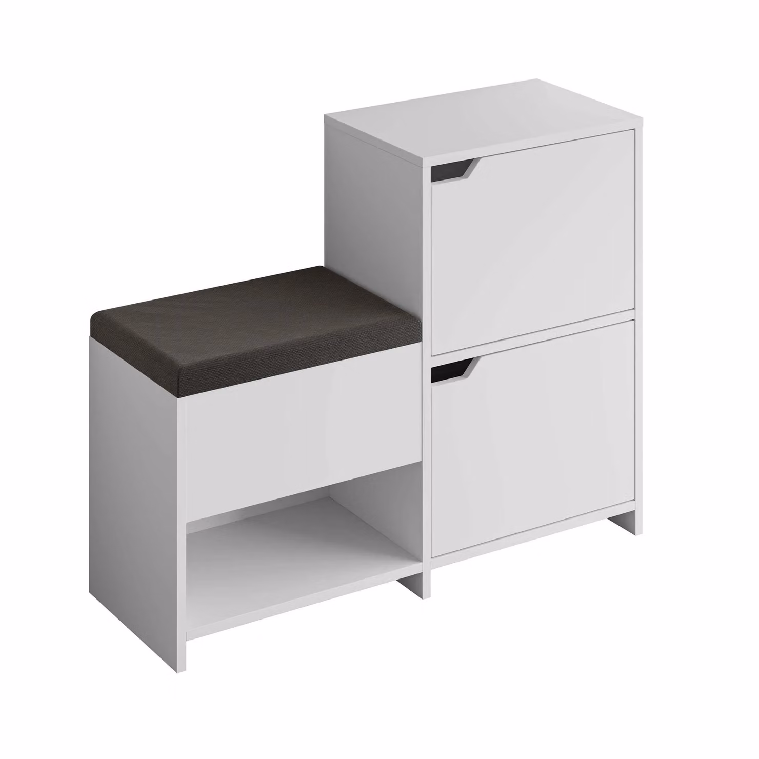 Decortie Haven Modern 3-Door Shoe Storage Bench in White, 2 Pack, Width: 101 cm – 2