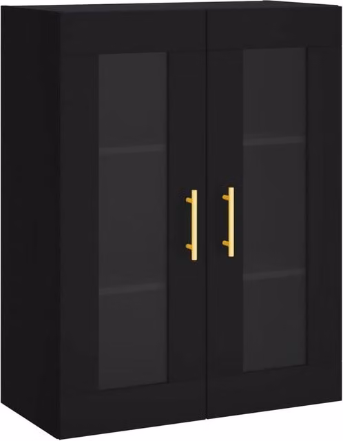 Berkfield Home Wall Mounted Cabinet in Black with Glass Doors, W/D/H: 69.5 x 34 x 90 cm – 1