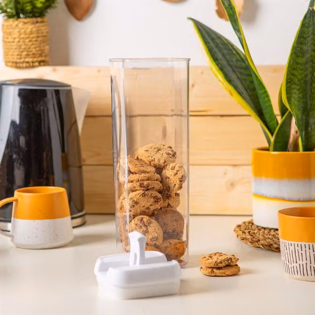 Argon Tableware White and Transparent Plastic Flip Lock Food Storage Container, 1.9 l