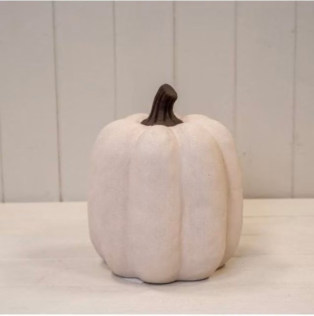 KDMD Large White Ceramic Jack O'Lantern Pumpkin Tabletop Ornament