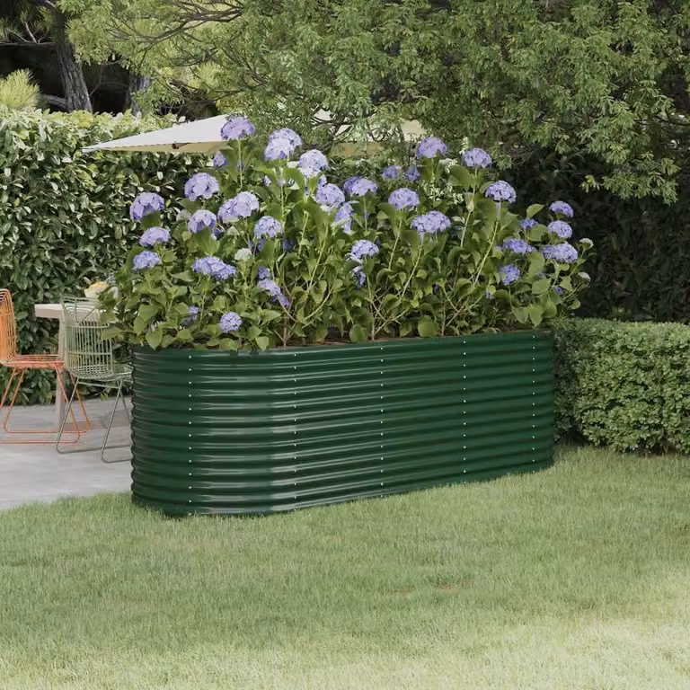 Berkfield Home Garden Raised Bed in Green Powder-coated Steel, W: 224 cm, D: 80 cm, H: 68 cm