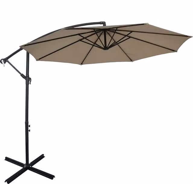 COSTWAY 10 FT Brown Cantilever Outdoor Hanging Offset Patio Parasol