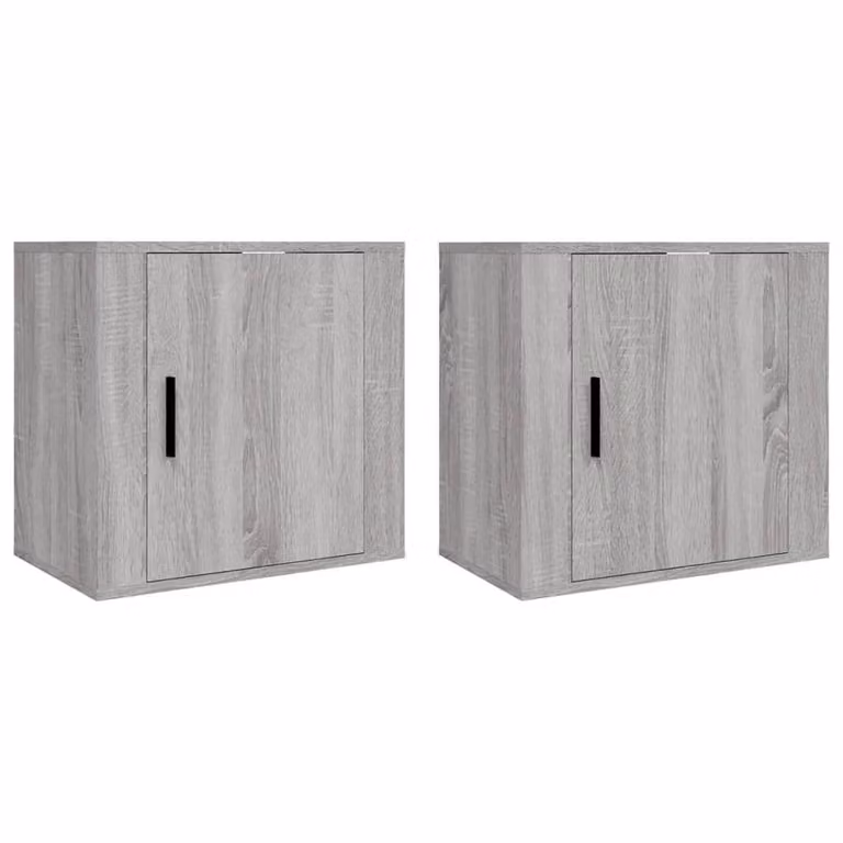 Berkfield Home Elegant Wall-mounted Bedside Cabinets, 2 Piece Set in Grey Sonoma, W: 50 cm, D: 30 cm, H: 47 cm