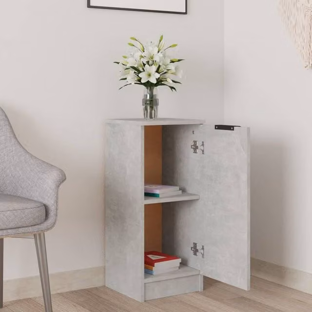 Berkfield Home Modern Abstract Sideboard in Concrete Grey, W/D/H: 30 x 30 x 70 cm – 1