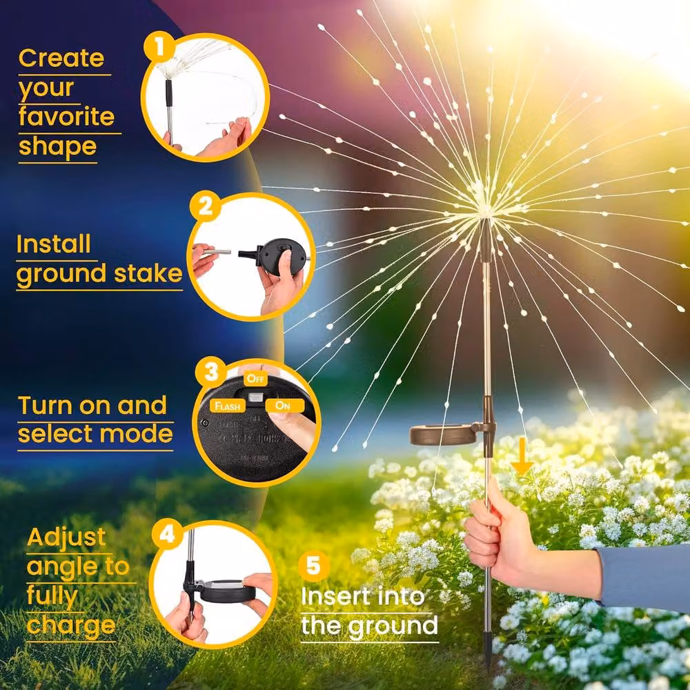 Garwarm Solar Starburst Firework LED Lights in Warm White – 2