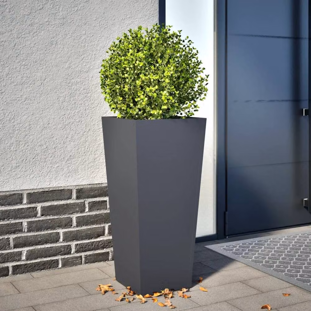 Berkfield Home Steel Garden Planter Tub in Anthracite, W/D/H: 35 x 35 x 75 cm – 2
