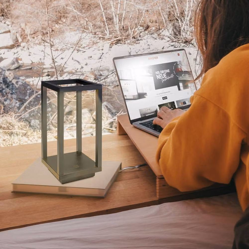 Briloner LED Lantern Table Lamp, Rechargeable Cordless Touch Dimmer with CCT, Black – 4