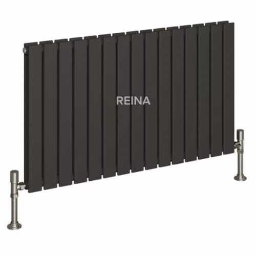 Reina Anthracite Double Panel Steel Horizontal Designer Radiator H: 60 cm, W: 140.2 cm, D: 6 cm – 2