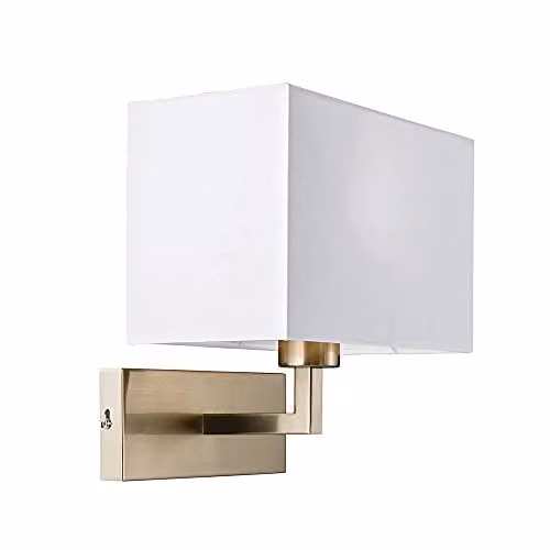 Endon Piccolo Modern Square Fabric Wall Light in Silver and White