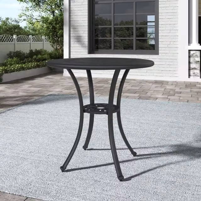 Breeins Matt Black Metal Round Dining Table, Diameter: 65 cm