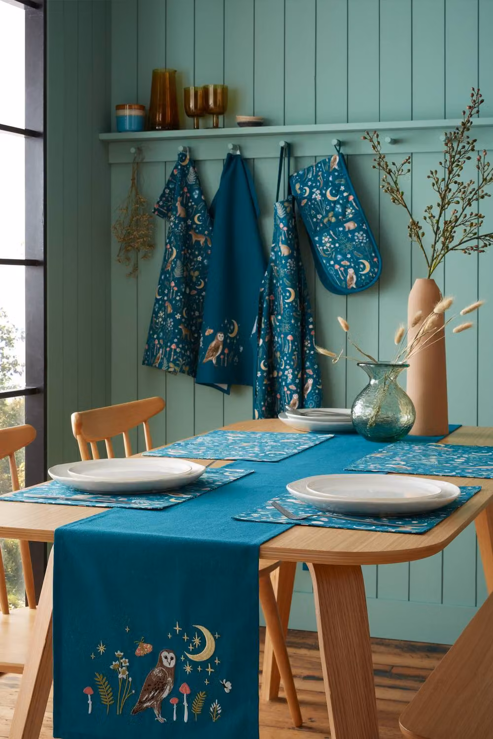Catherine Lansfield Enchanted Twilight Animals Cotton Dining Placemats, 4 Pack, Petrol – 2