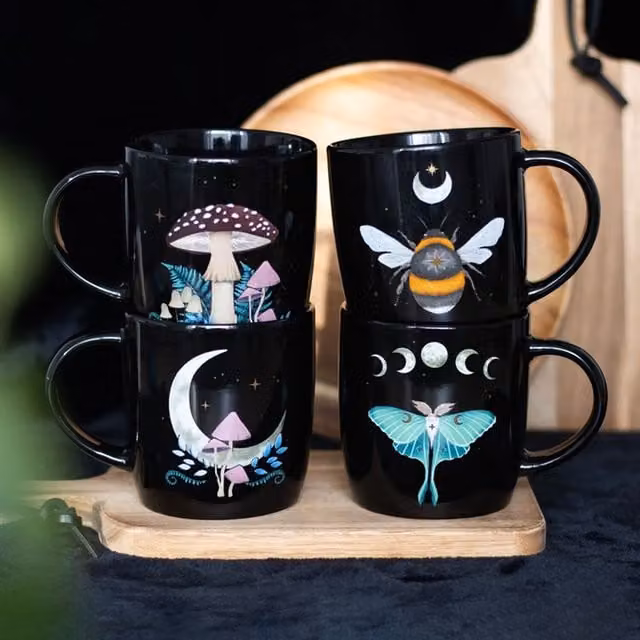 KDMD Celestial Forest Mug Set of 4 - Black