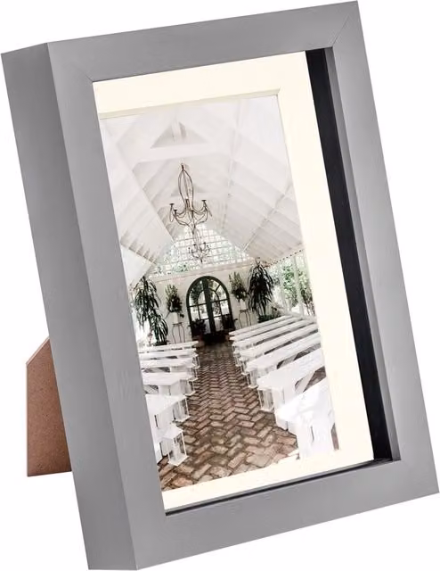 Nicola Spring 3D Shadow Box Photo Frame, Grey Rectangular Display Case with White Mount, W/D/H: 20 x 15 x 3.5 cm – 4