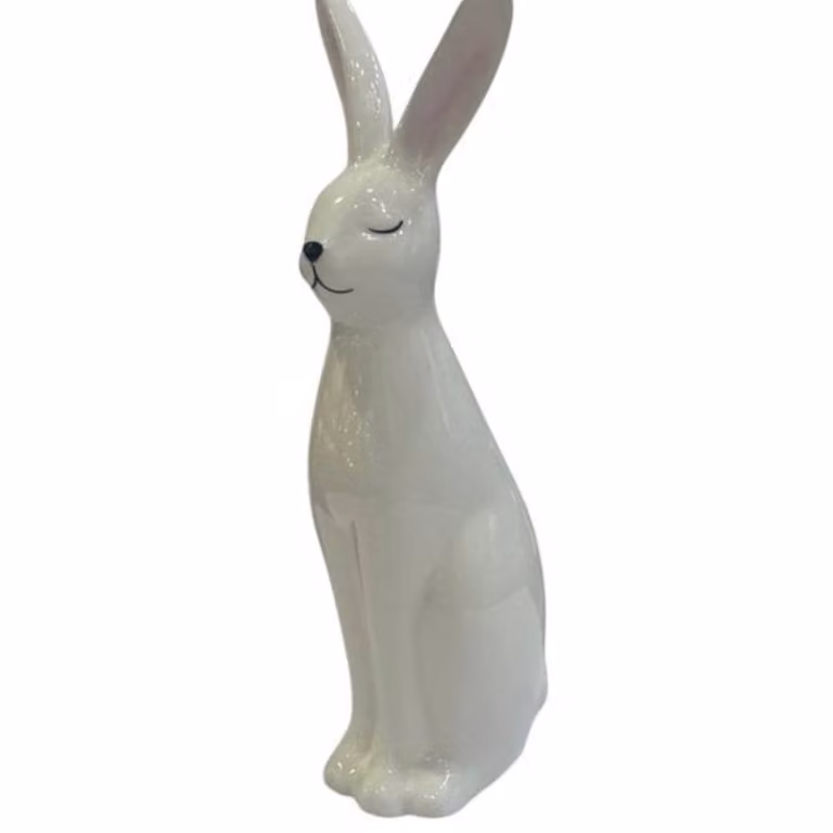 Minster White Decorative Porcelain Bunny Tabletop Ornament, H: 30 cm, W: 11 cm, D: 11 cm