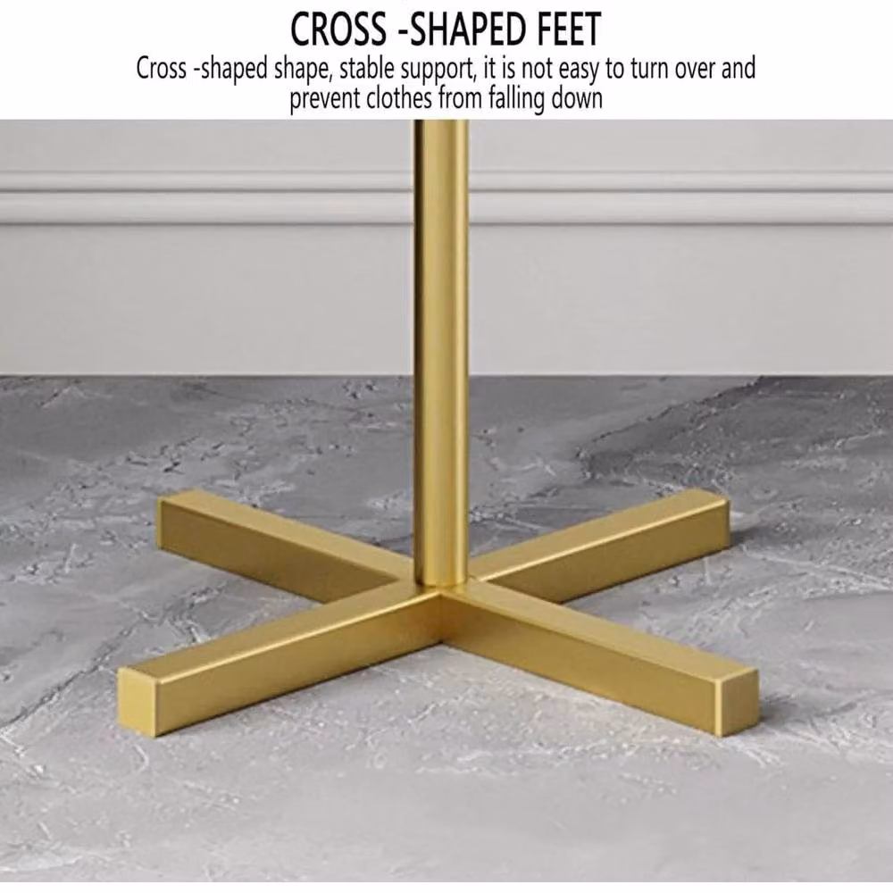 Nordara Modern Lacquered Metal Coat Rack in Gold, H 170 x W 42 x D 42 cm – 2