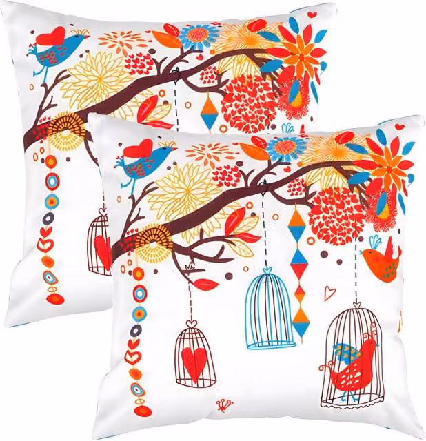 Gardenista Birdsong Printed Outdoor Scatter Cushion, Multicolour, Set of 2