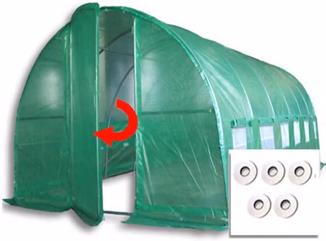 Crocodile Trading Ltd Pro Plus Green Poly Tunnel Greenhouse with Tape Kit, Green, W: 6 m, D: 3 m, H: 2 m