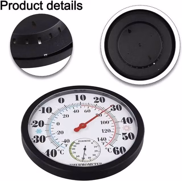 PAWNORA 2 in 1 Thermometer and Hygrometer in Black