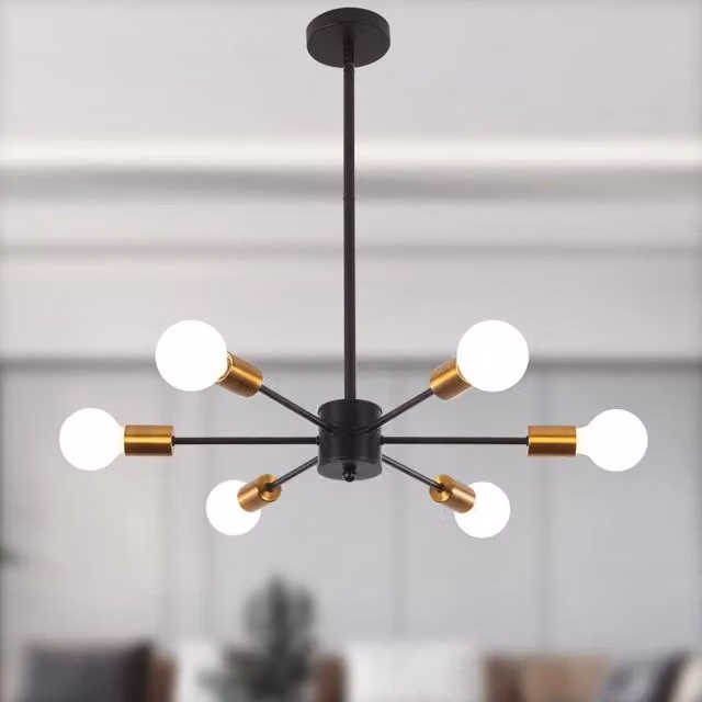 Garwarm 6-Light Dimmable Sputnik Sphere Chandelier in Black