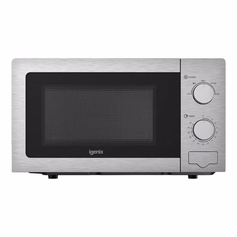 Igenix Solo Manual Microwave, 20L, 800W, Stainless Steel in Silver and Black – 2