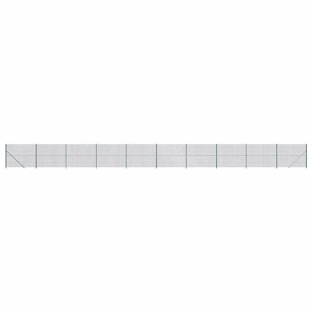 Berkfield Home Durable Green PVC-Coated Galvanised Steel Chain Link Fence with Flange, H: 140 cm x W: 25 m – 2