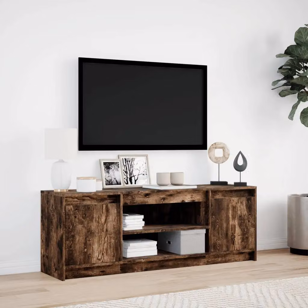 Berkfield Home Modern TV Cabinet with LED in Smoked Oak Brown, W: 139.5 cm, D: 50 cm, H: 34 cm – 4