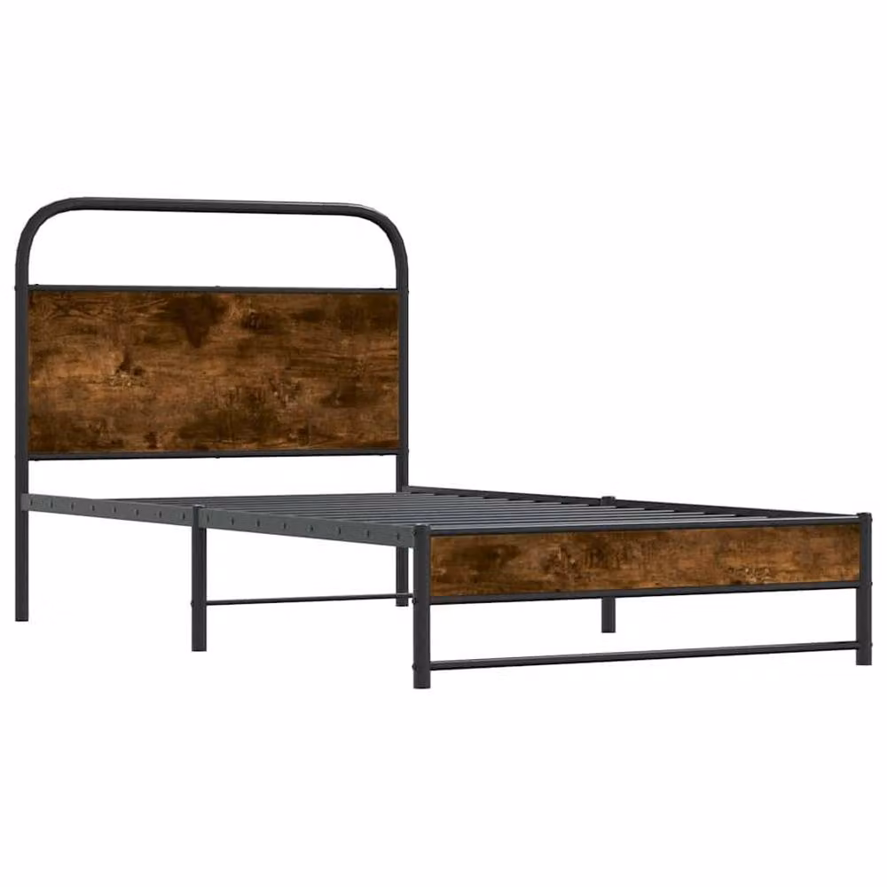 Berkfield Home Elegant Bed Frame in Smoked Oak and Brown, W/D/H: 100 x 190 x 105 cm – 3