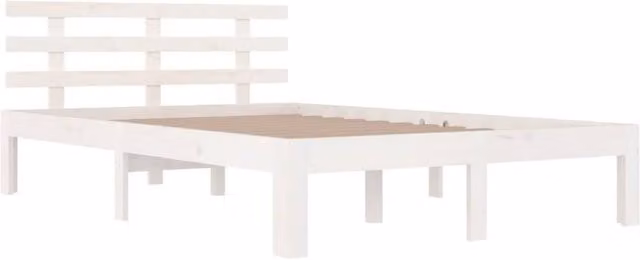 Berkfield Home Beautiful White Solid Pine Wood Bed Frame W/D/H: 140 x 200 x 143.5 cm