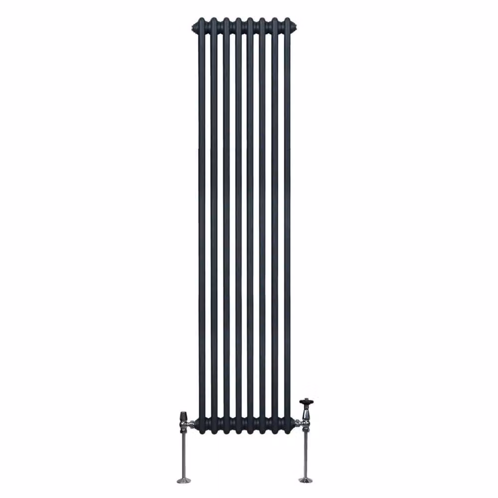 Monstershop Traditional 2 Column Steel Radiator in Anthracite Grey, H: 180 cm, W: 38.2 cm, D: 7 cm – 2