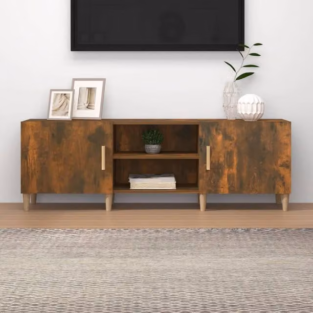 Berkfield Home TV Cabinet in Smoked Oak Brown, W/D/H: 150 x 30 x 50 cm – 1